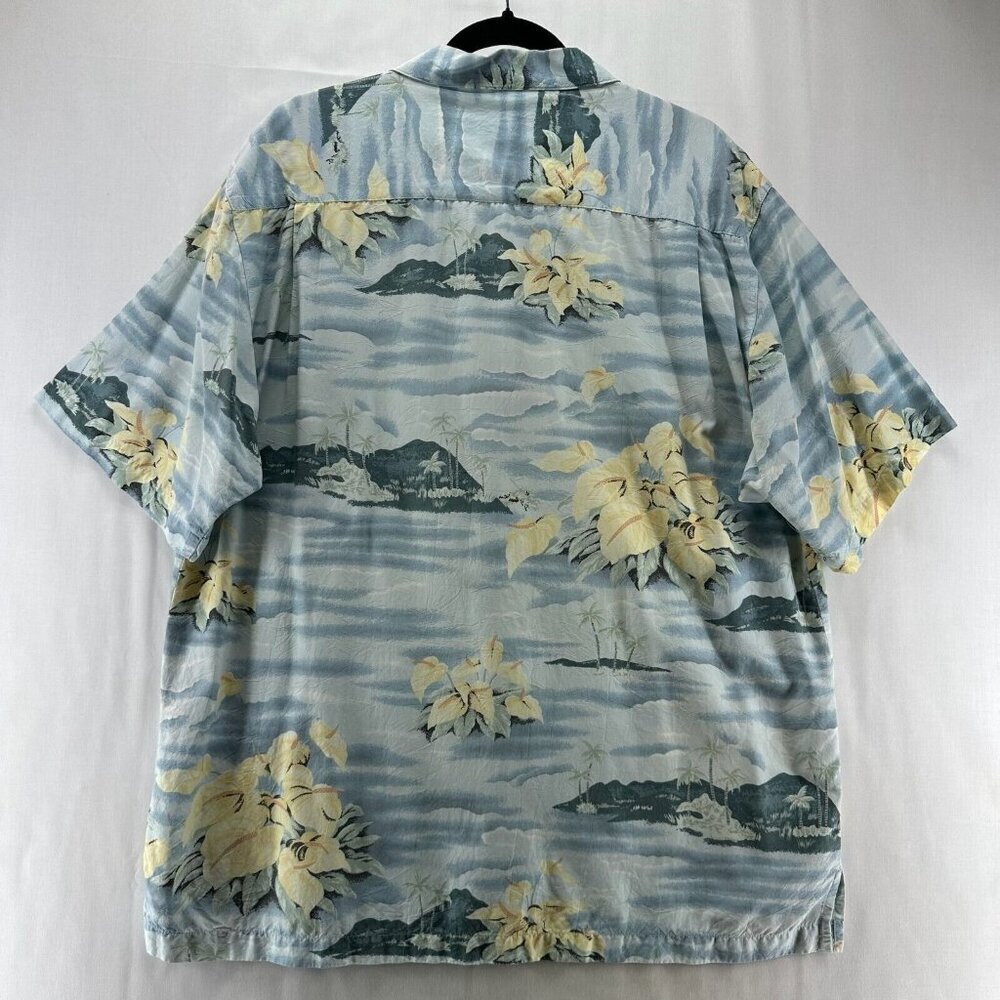Tommy Bahama Hawaiian Shirt Mens Sz L Island Tropical Camp Button Down Blue VTG - Picture 2 of 10